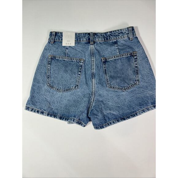 NEW Zara Skort Womens S Small Black Skirt High Rise Denim Dark Wash Button Fly - Picture 6 of 9